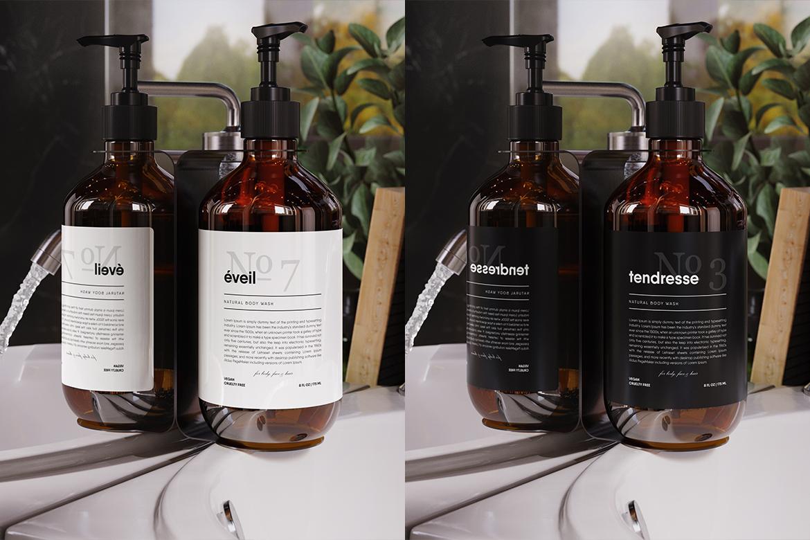 Amber Cosmetic Bottle with Dispenser Mockup