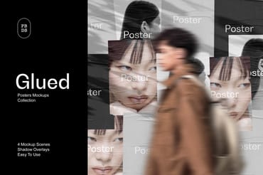  Glued Posters Mockups