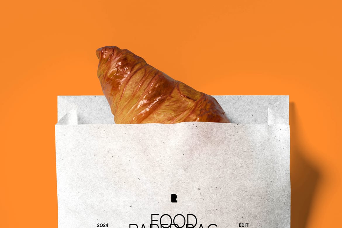 Free Food Paper Bag Bakery Mockup Scene