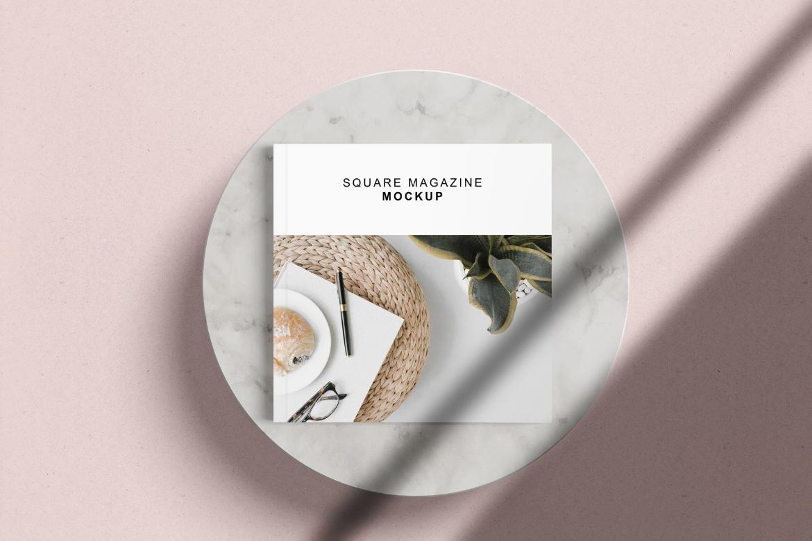 Square Magazine with Shadow Mockup