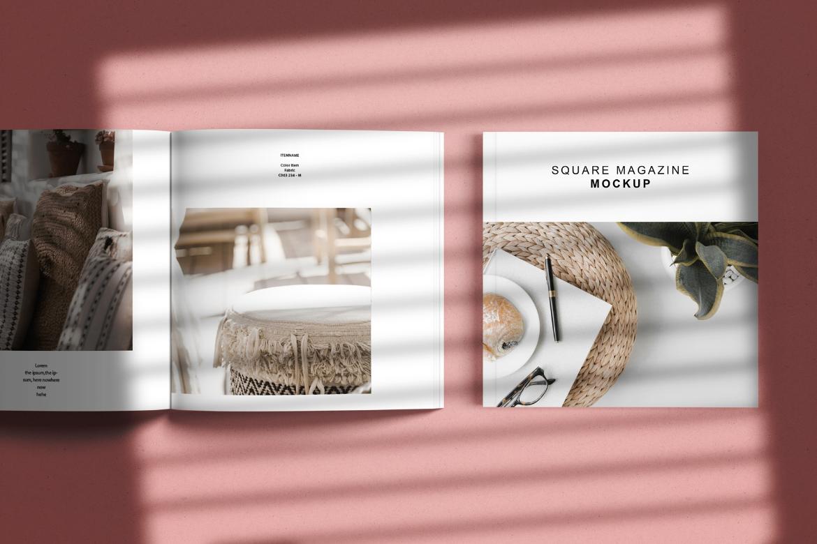 Square Magazine with Shadow Mockup