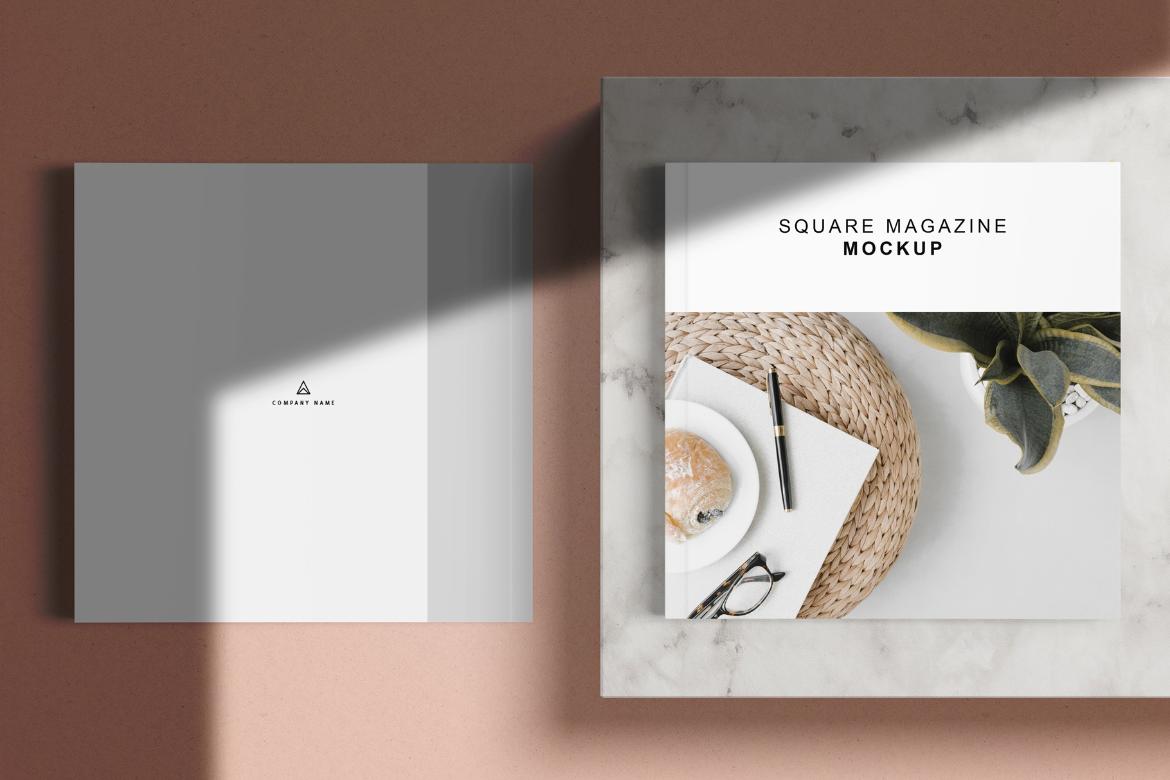 Square Magazine with Shadow Mockup