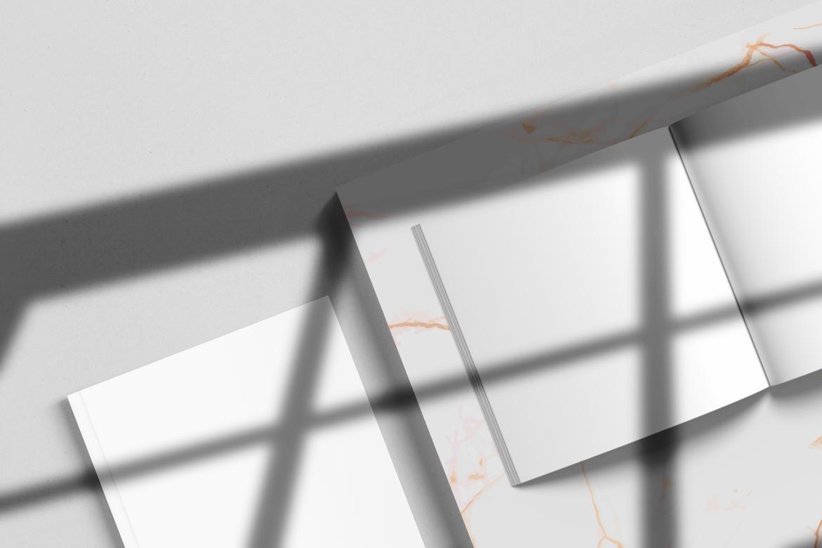 Square Magazine with Shadow Mockup