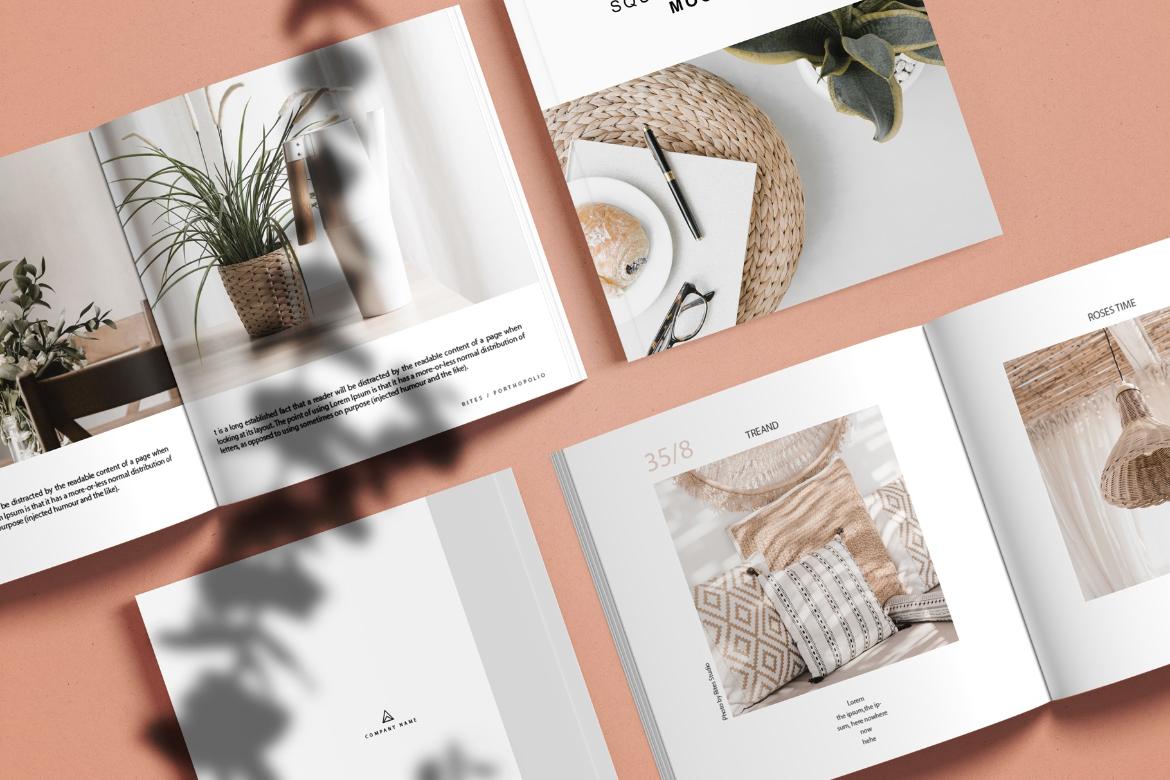 Square Magazine with Shadow Mockup