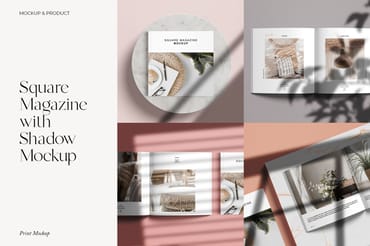 Square Magazine with Shadow Mockup