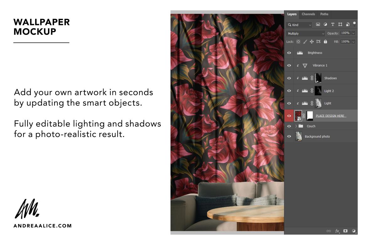 Wallpaper Mockup - Industrial Living Room