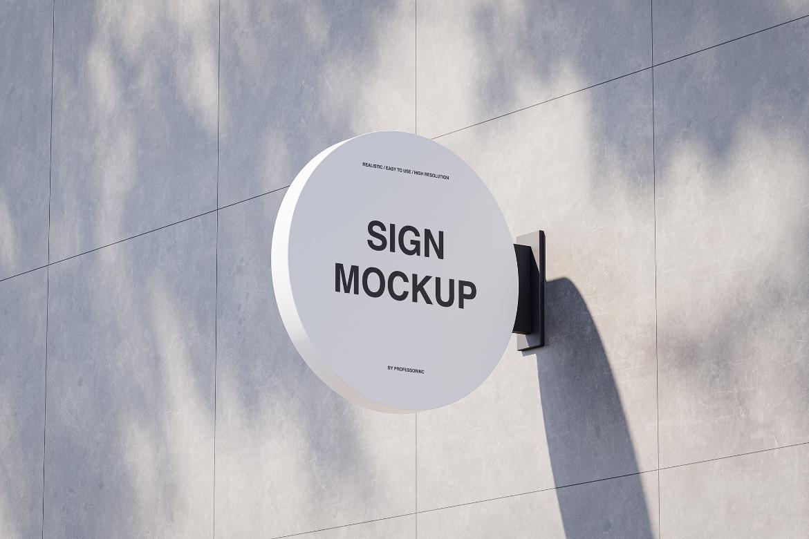 Round Shop Sign Mockup