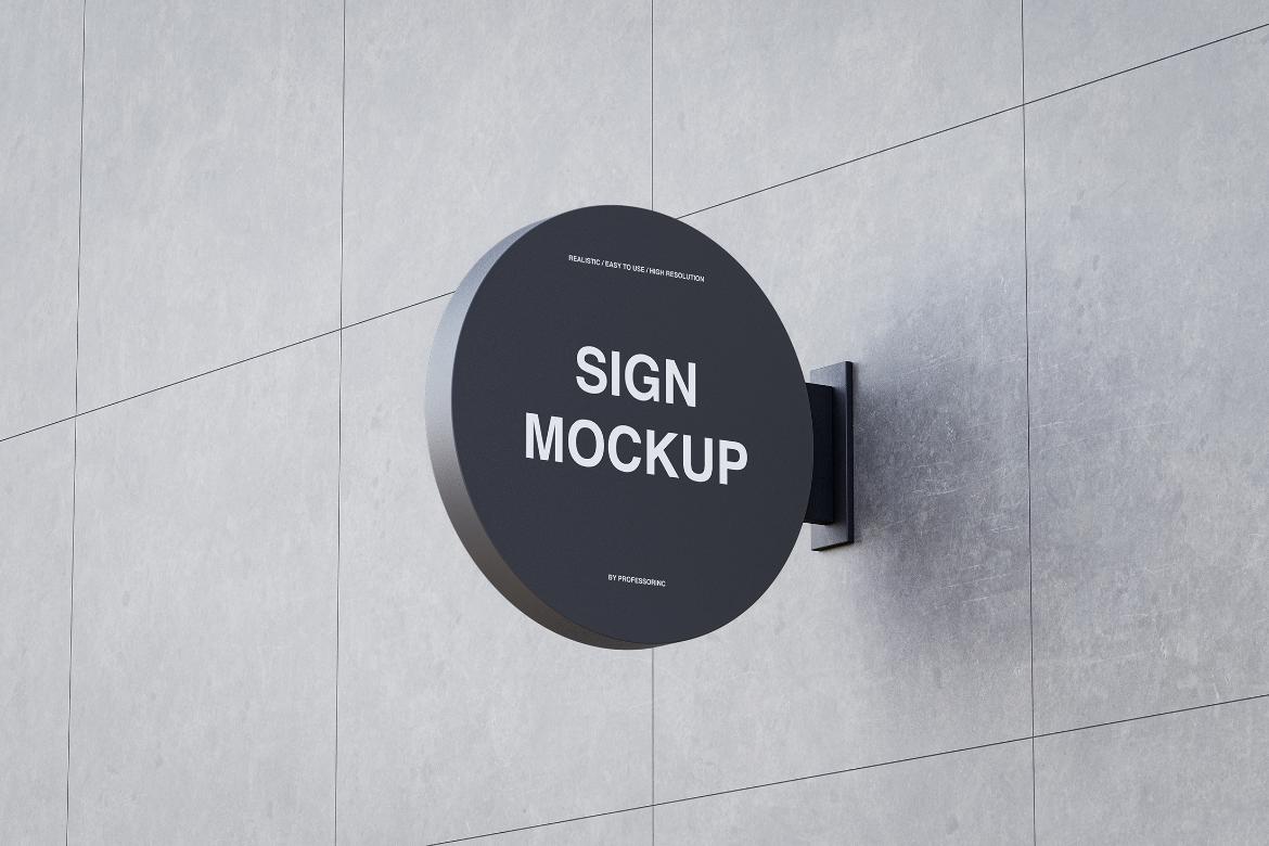 Round Shop Sign Mockup