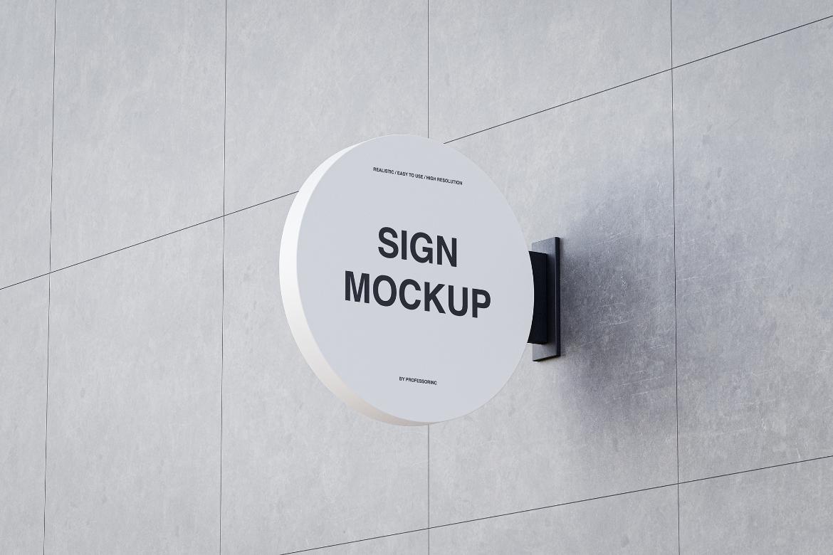 Round Shop Sign Mockup