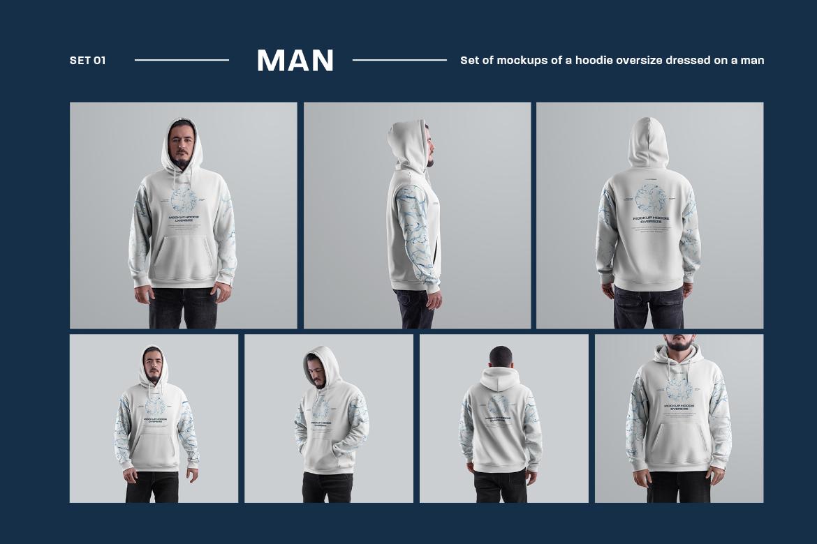 21 Mockups Oversize Hoodie. 3 Different Style