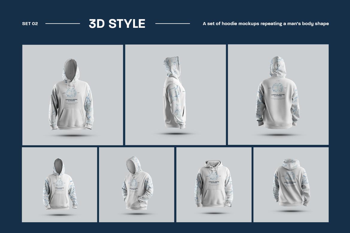 21 Mockups Oversize Hoodie. 3 Different Style