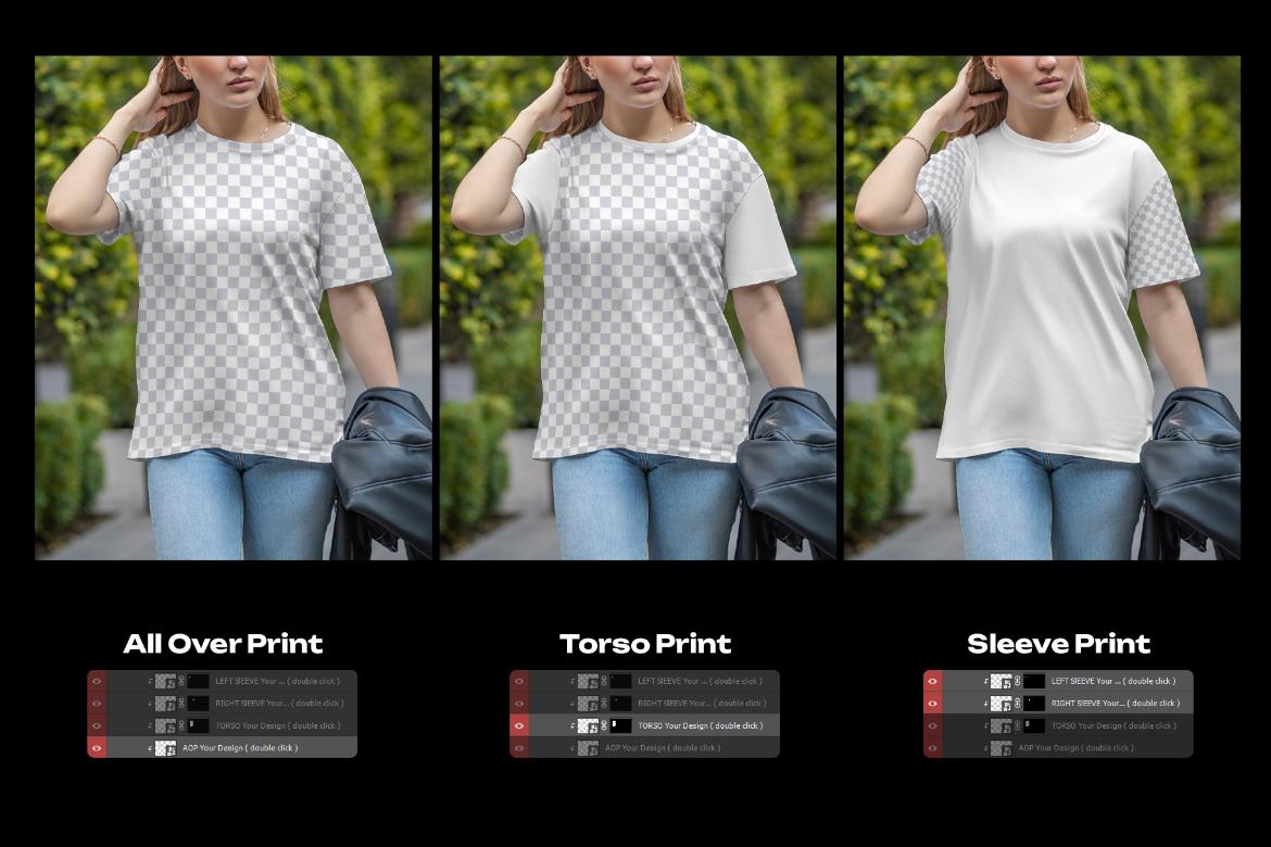 6 Mockups T-Shirt on a Girl on the Walk