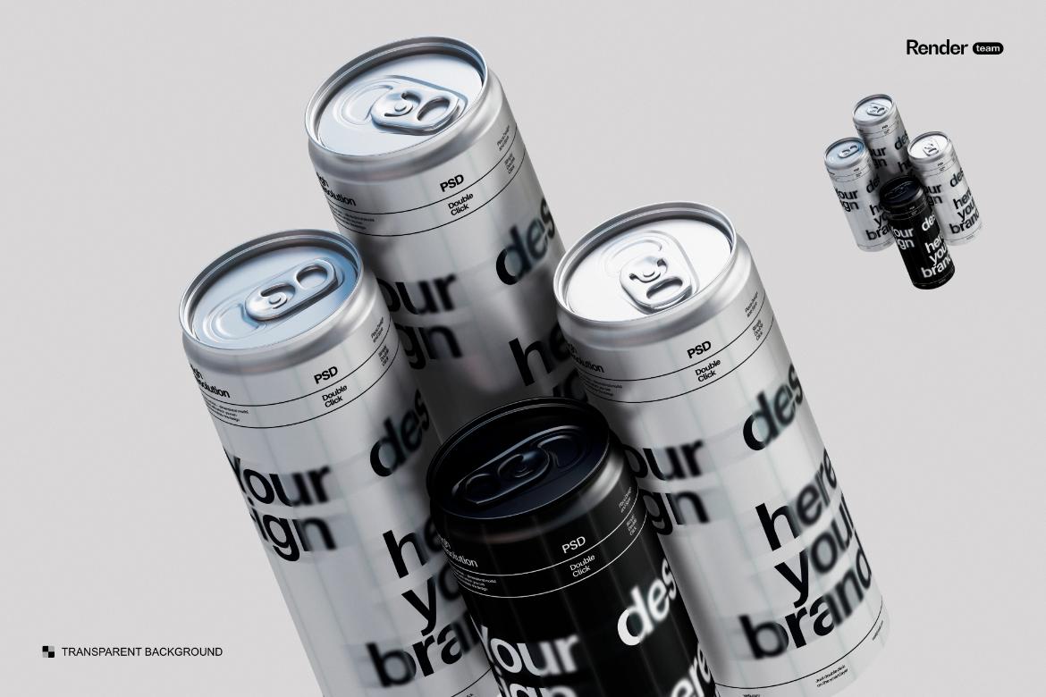 Metallic Soda Can Mockup Set