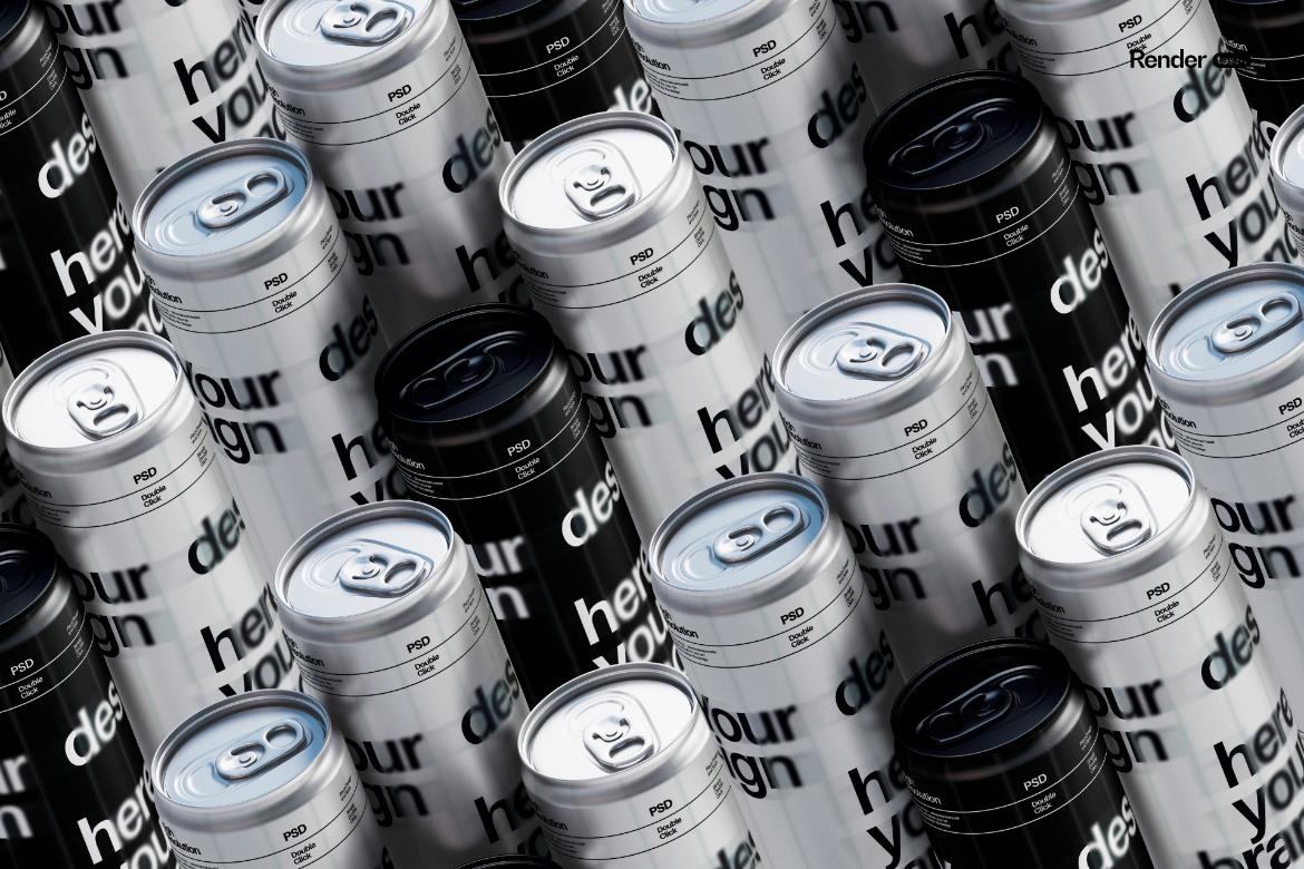 Metallic Soda Can Mockup Set