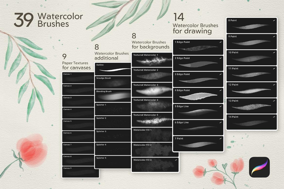 Realistic Watercolor Procreate Brushes