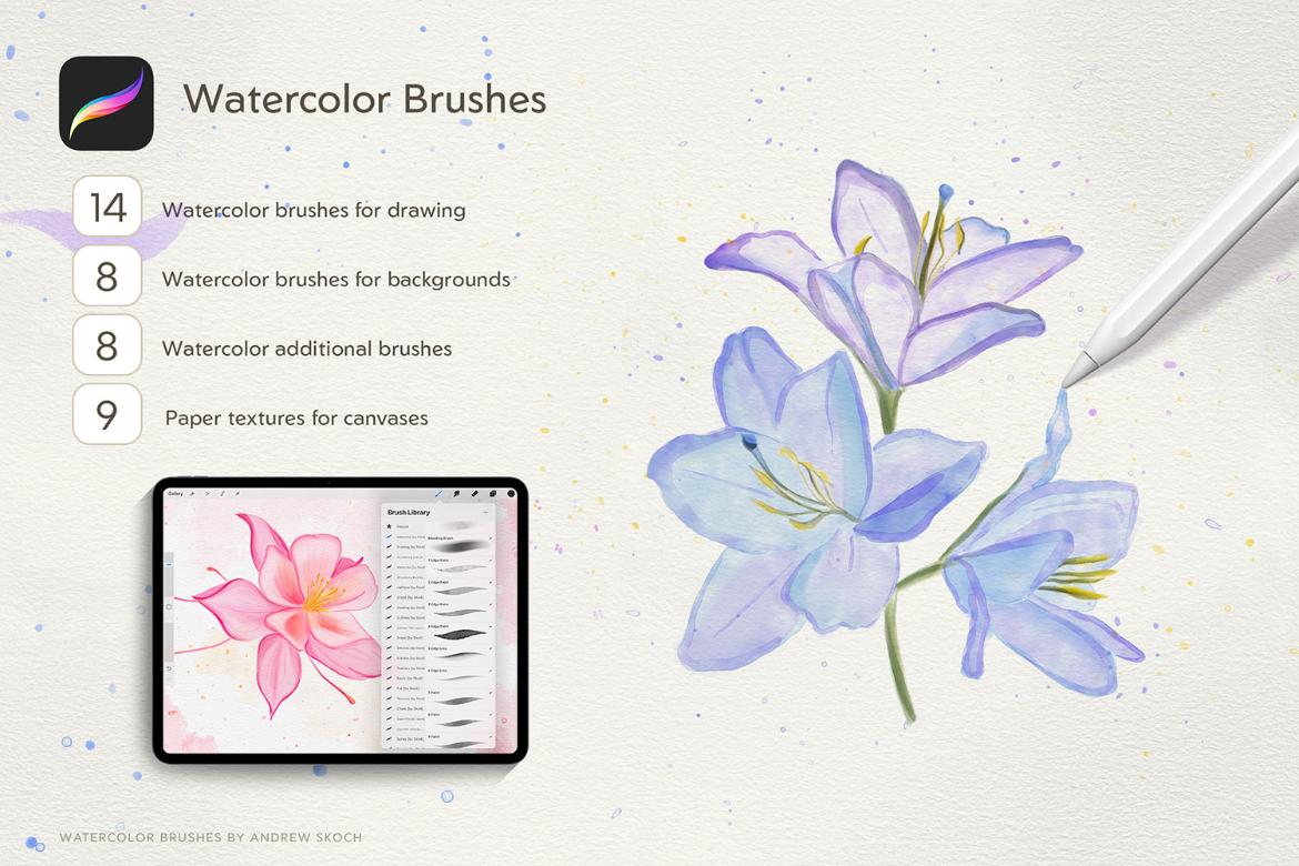 Realistic Watercolor Procreate Brushes