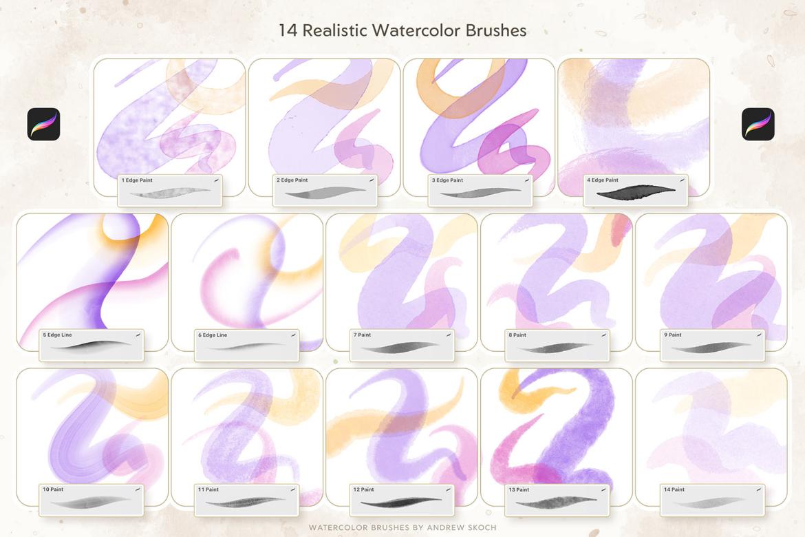 Realistic Watercolor Procreate Brushes