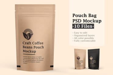 Craft Paper Coffee Pouch Bag Mockup