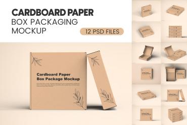 Cardboard Paper Box Packaging Mockup