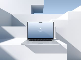 Macbook Pro 16 - Stairs Series Free Mockup