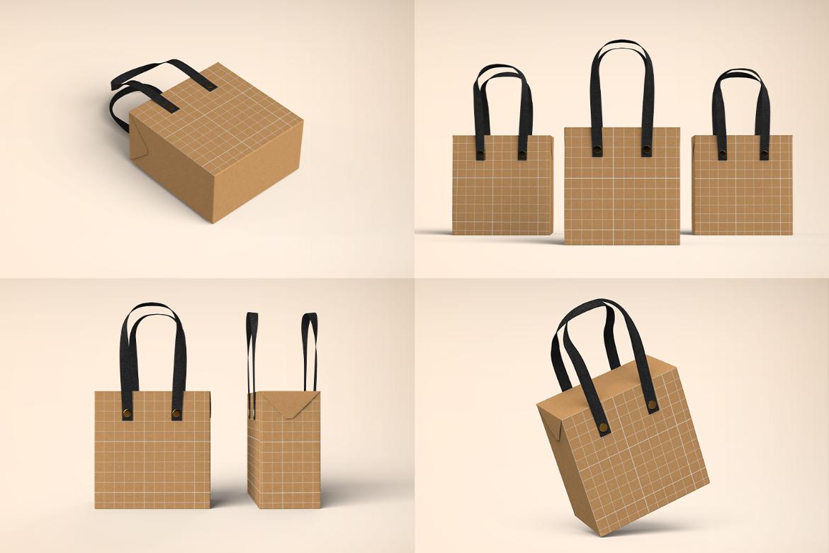 Cardboard Carrying Gift Box with Handle Mockup