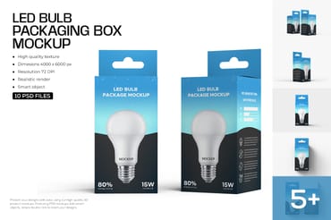 Hanging Led Bulb Packaging Box Mockup 