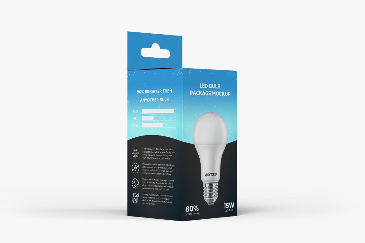 Hanging Led Bulb Packaging Box Mockup