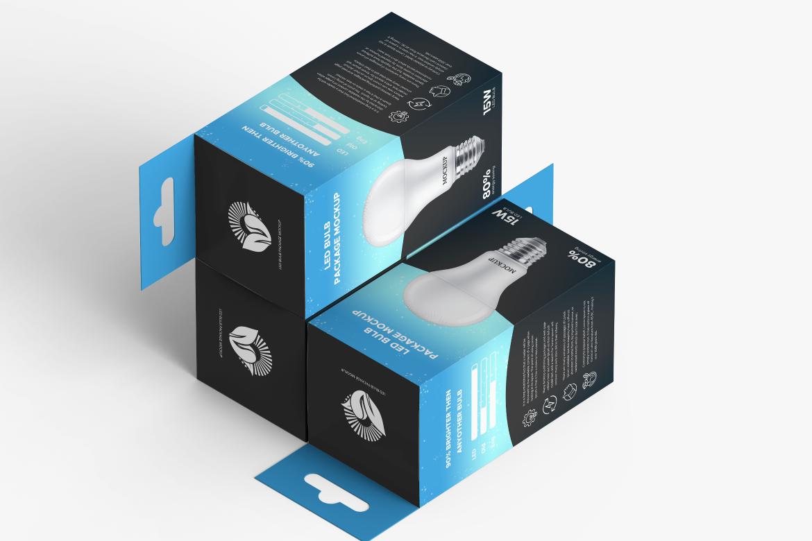 Hanging Led Bulb Packaging Box Mockup