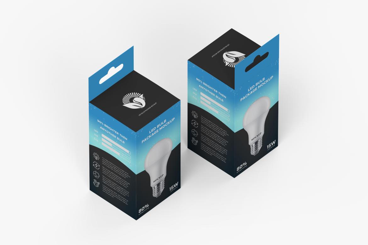 Hanging Led Bulb Packaging Box Mockup