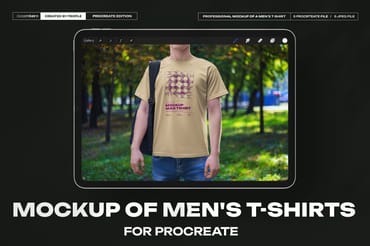5 Mockups Man T-Shirt on the Street for Procreate