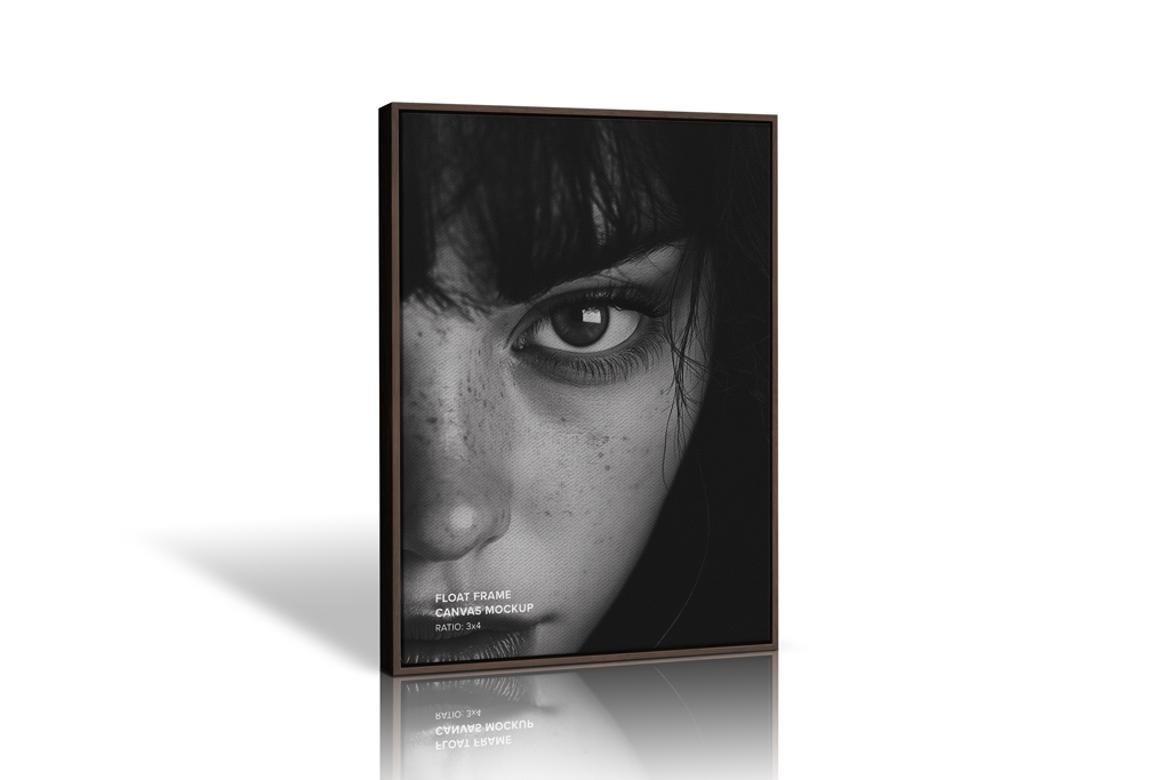 Standing Portrait Floater Frame Canvas Mockup - Ratio 3x4
