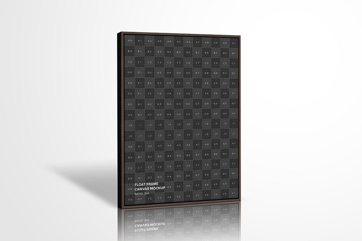 Standing Portrait Floater Frame Canvas Mockup - Ratio 3x4