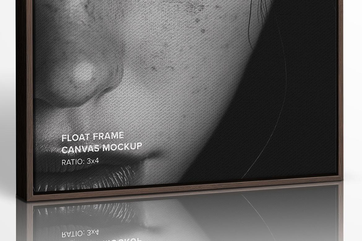 Standing Portrait Floater Frame Canvas Mockup - Ratio 3x4