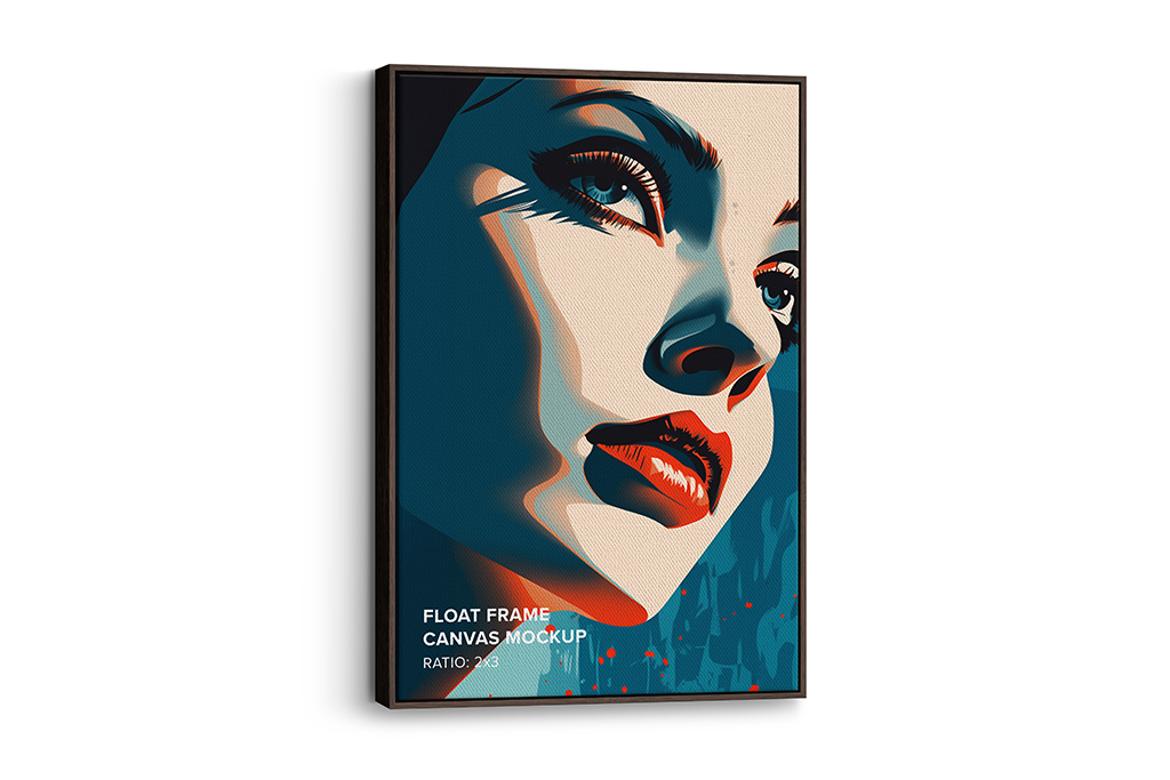 Hanging Portrait Floater Frame Canvas Mockup - Ratio 2x3