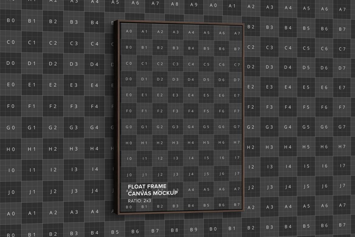 Hanging Portrait Floater Frame Canvas Mockup - Ratio 2x3