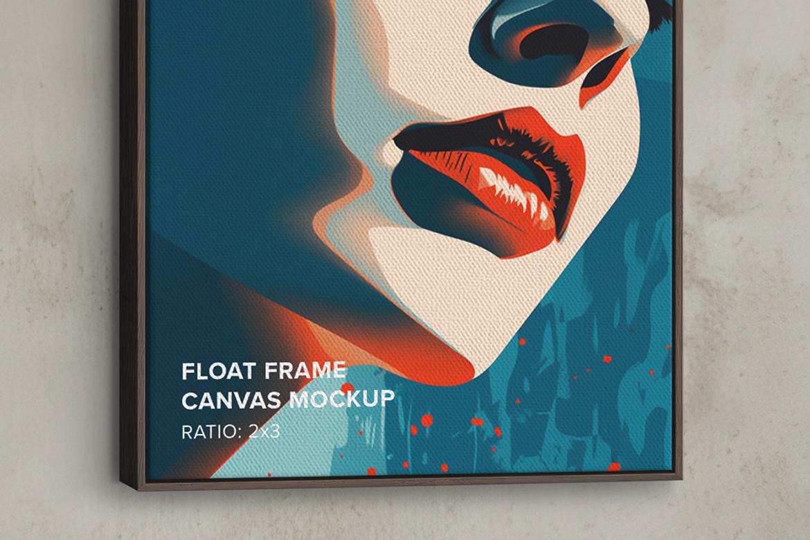 Hanging Portrait Floater Frame Canvas Mockup - Ratio 2x3