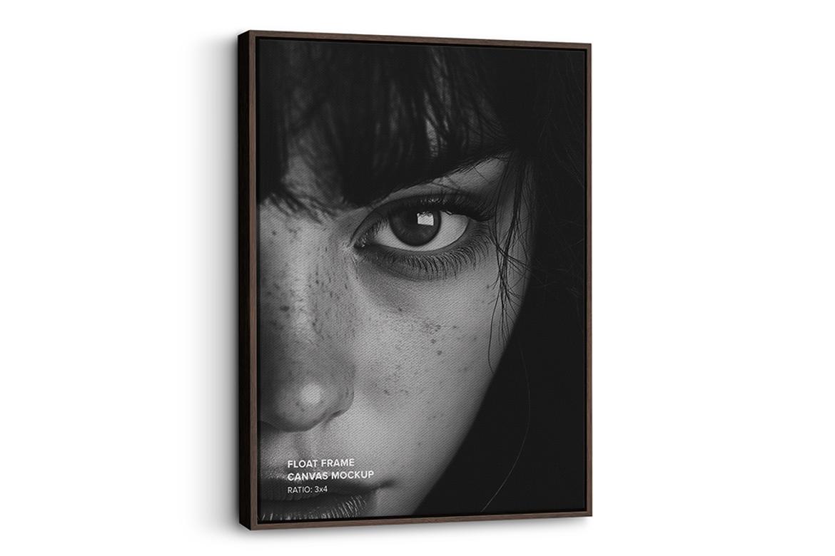 Hanging Portrait Floater Frame Canvas Mockup - Ratio 3x4