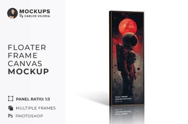 Standing Portrait Floater Frame Canvas Mockup - Ratio 1x3