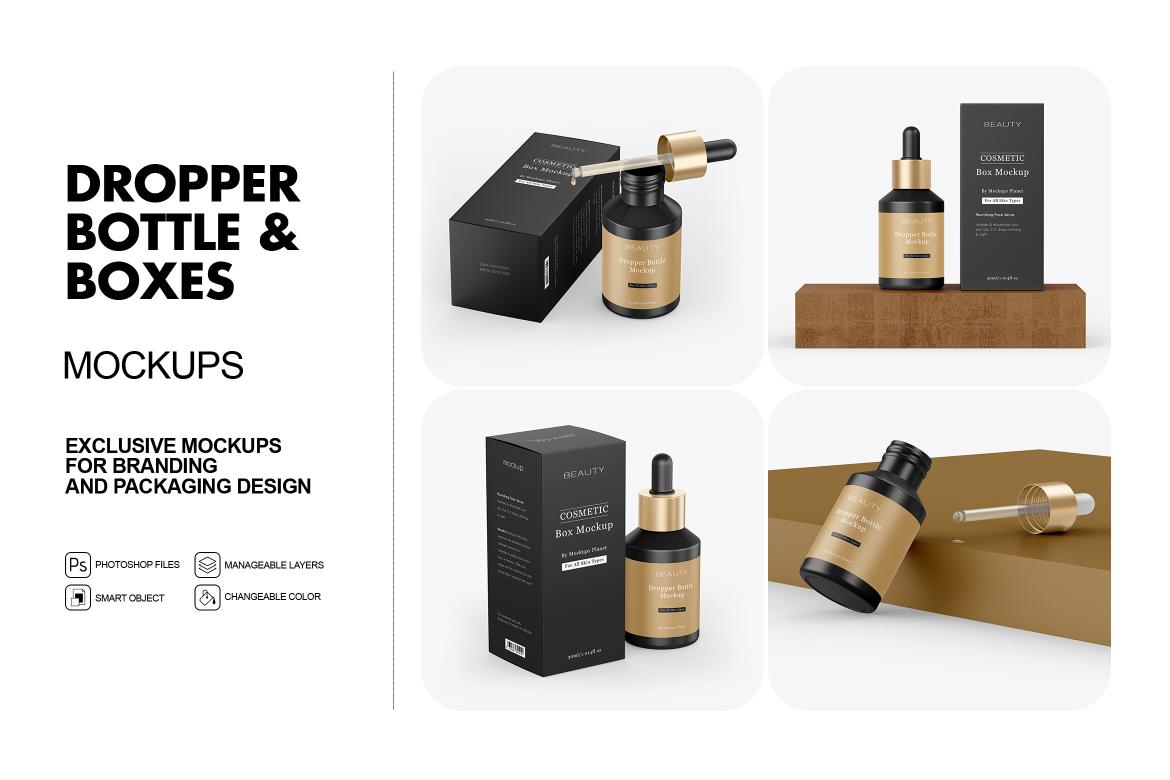 Dropper Bottle with Box Mockups