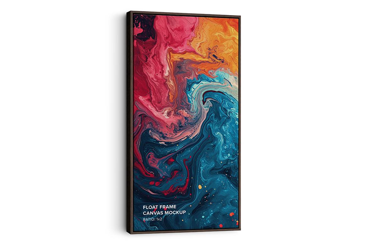 Hanging Portrait Floater Frame Canvas Mockup - Ratio 1x2