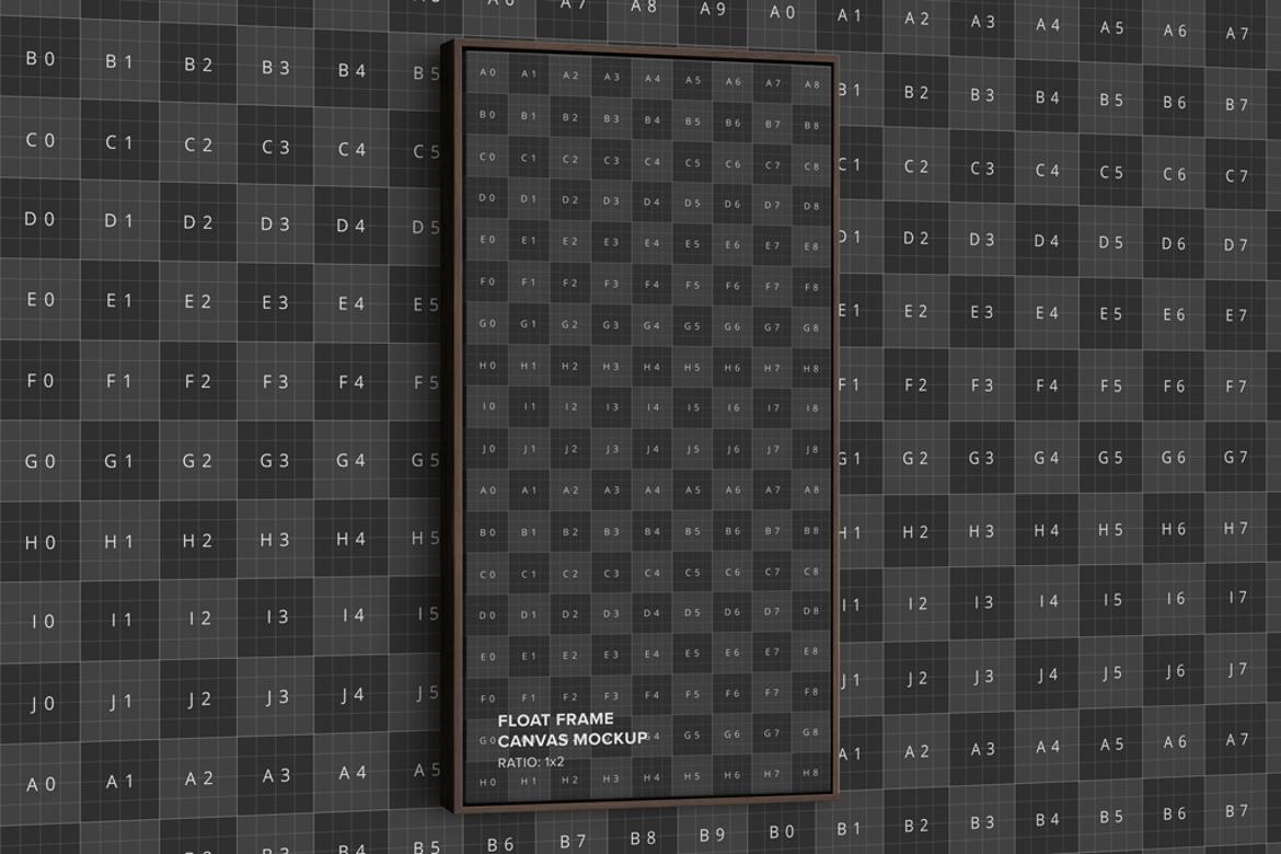 Hanging Portrait Floater Frame Canvas Mockup - Ratio 1x2
