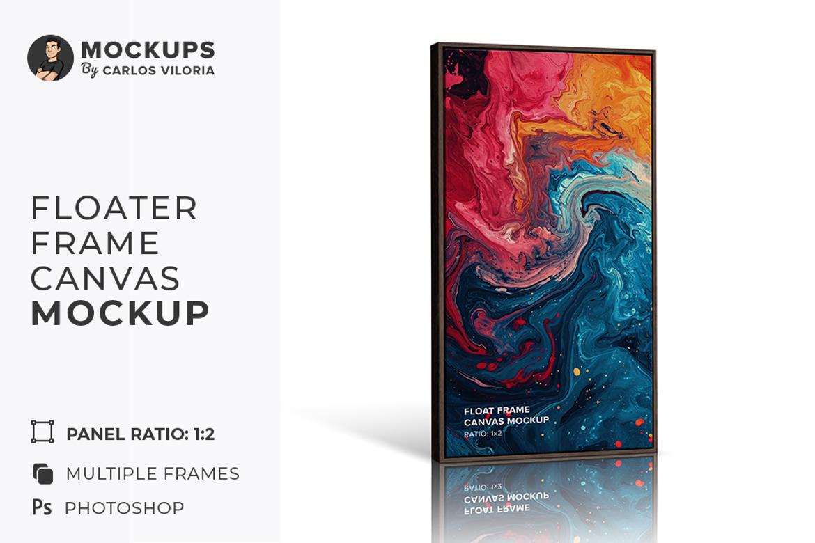 Standing Portrait Floater Frame Canvas Mockup - Ratio 1x2