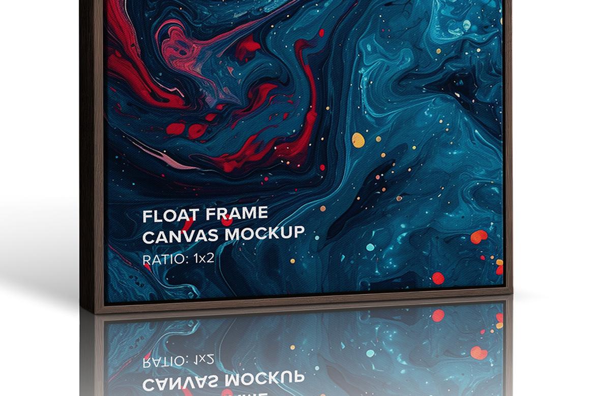 Standing Portrait Floater Frame Canvas Mockup - Ratio 1x2