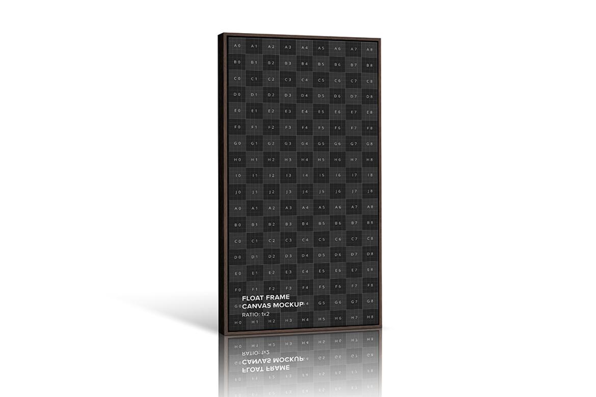 Standing Portrait Floater Frame Canvas Mockup - Ratio 1x2