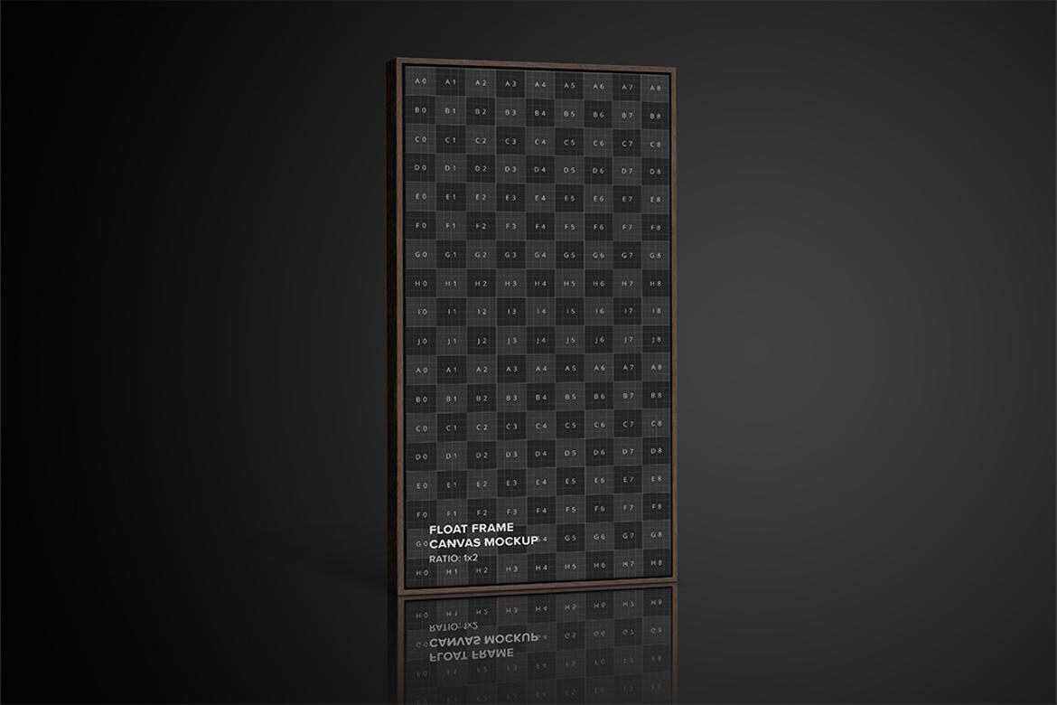 Standing Portrait Floater Frame Canvas Mockup - Ratio 1x2
