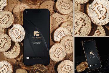 Smartphone with Gold Coins Mockup