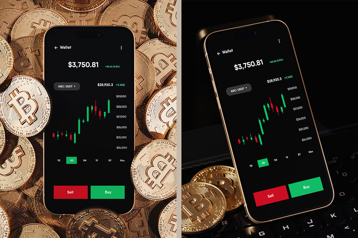 Smartphone with Gold Coins Mockup