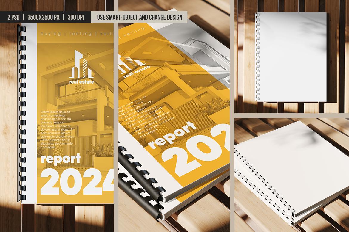 Comb Bound Book US Letter Size Mockup