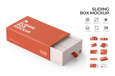 3D Sliding Gift Box Mockup
