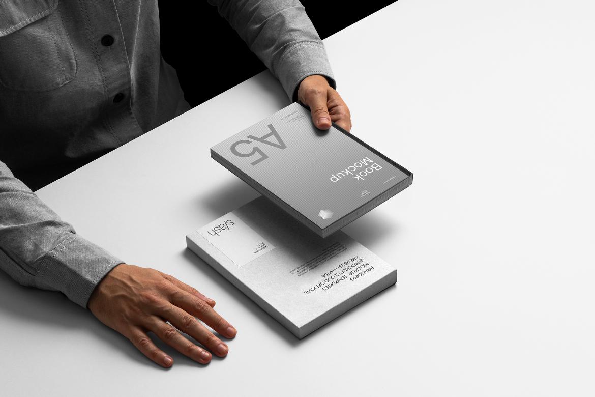 Booklet and Box Mockup Scene / Slash Series